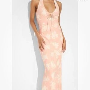 Wild Fable melon color halter  Floral Maxi Dress XS
